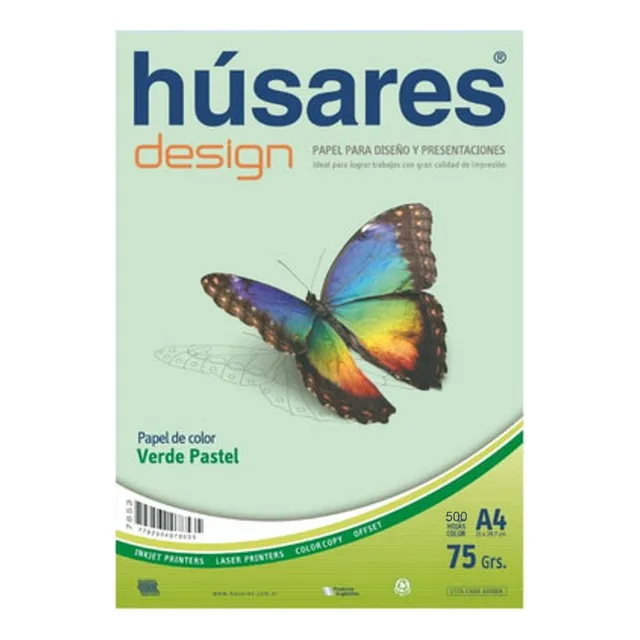 Resma Papel Husares Color Verde A4 75 Gr 500h 