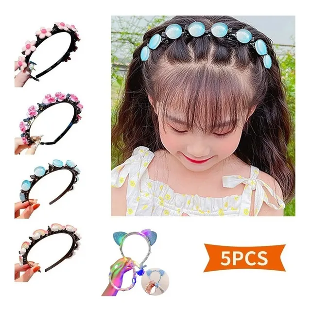 Girl Flequillo Fijo Trenzado Clip De Pelo Adorno Diadema 5pk