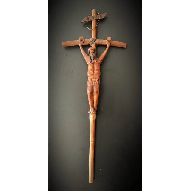 Antigua Talla Española De Pared En Madera Jesucristo Años 60