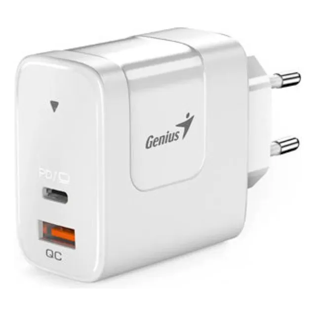 Cargador Genius Pd-65ac 65w Fast Charge 1 Usb-c 1 Usb-a Color Blanco