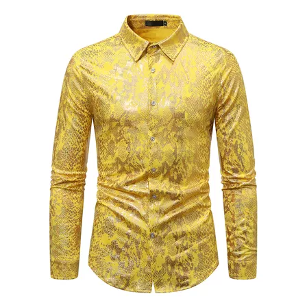 Otoño Metal Serpiente Patrón Manga Larga Hombre Blusa