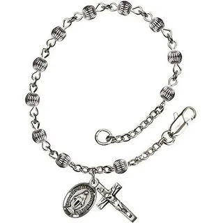 Pulsera Rosario De Plata Esterlina Con Crucifijo - 4mm Pulsera Rosario De Plata Esterlina Con Crucifijo - 4mm