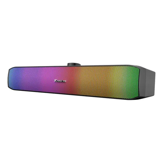 Barra Sonido Pc Parlante Estereo Luz Led Usb 2.0 Xtrike Me Color Negro