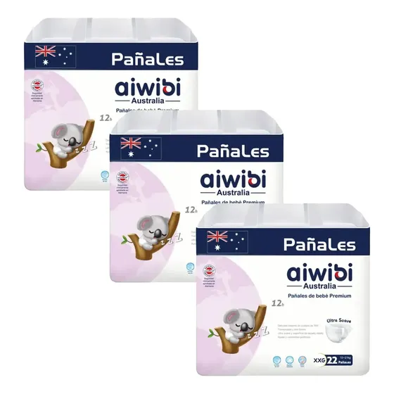 Pañales Aiwibi Premium Pack X3 - Tallas Xxg 66 Und