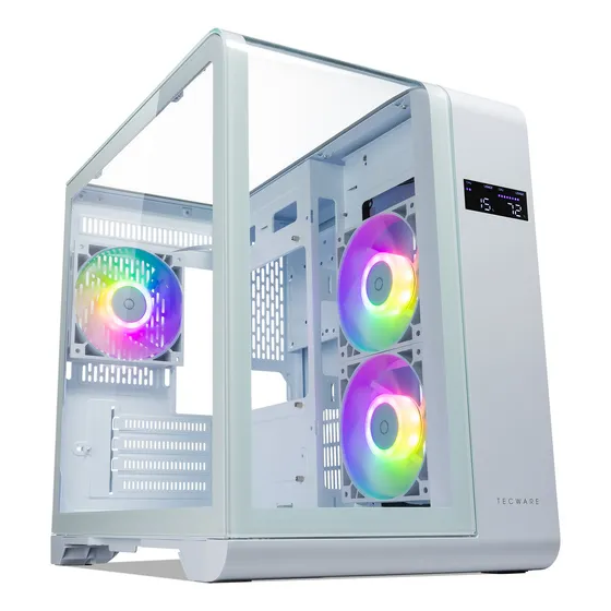 Gabinete Tecware Arc M M-atx Doble Camara Vidrio Curvo Y Lcd Color Blanco