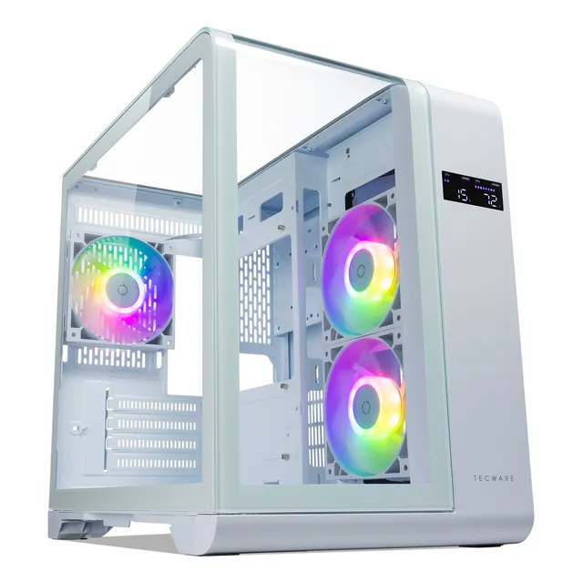 Gabinete Tecware Arc M M-atx Doble Camara Vidrio Curvo Y Lcd Color Blanco