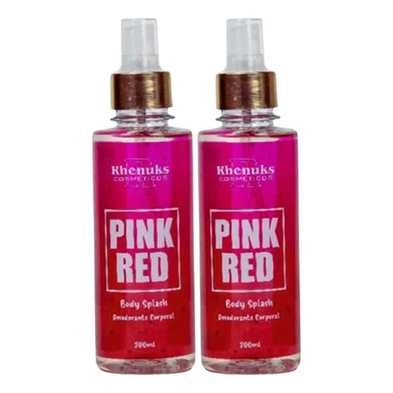 Kit 2x Body Splash Desodorante Corporal Pink Red Rhenuks 200ml