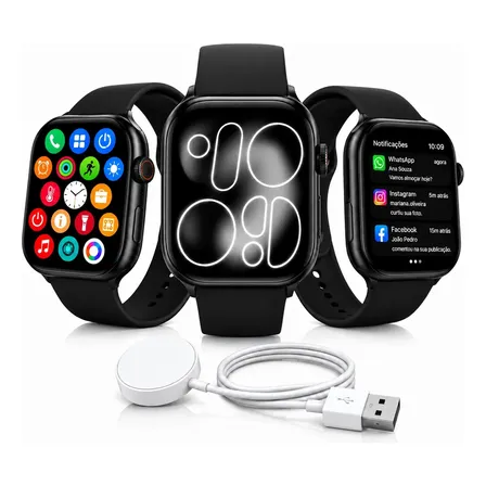 Relógio Smartwatch Pro Série 11 Tela 2.01 Gps Nfc Bluetooth Preto Serie 11 Pro