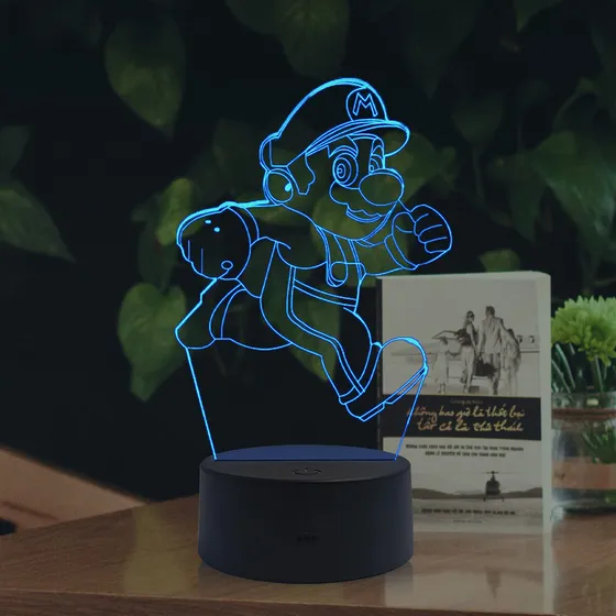 Dibujo Animado 3d Led Noche Luz Lava Mario Casa