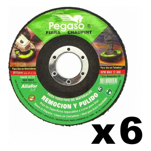Pack X6 Discos Abrasivos Pulir Chaupint Pegaso Aliafor 115mm Color No aplica