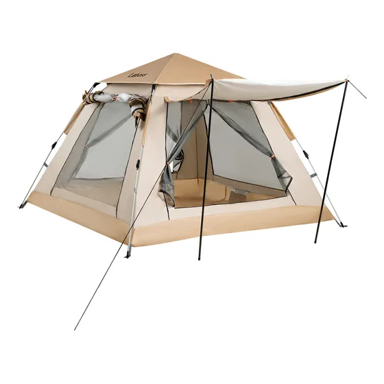 Barraca Camping 4 Pessoa Acampamento Impermeavel À Prova D'água Automatica 3 Janelas Cabana Resistente Dobrável Montagem Instantânea Proteção Solar Upf 50+ Incluso 1 Luminária Recarregável Brinde