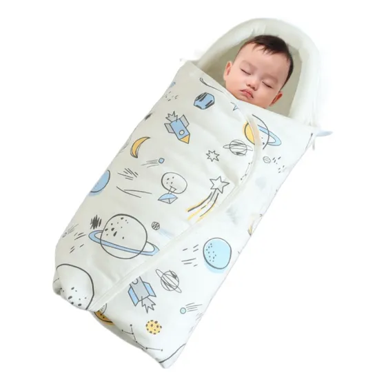 Saco Manta Envoltura De Dormir Bebe 0 A 6 Meses Premium Color Blanco Imaginación Espacial