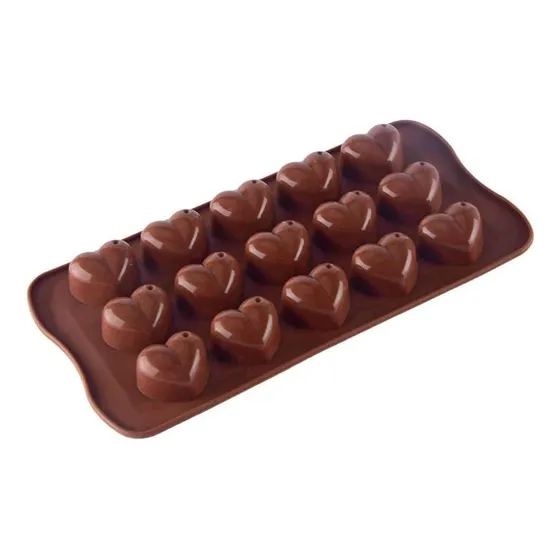 Moldes Para Chocolates Corazón Silicona Marrón