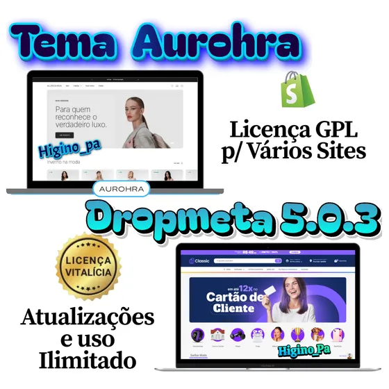 Tema Shopify Aurohra + Dropmeta Atualizações E Brindes