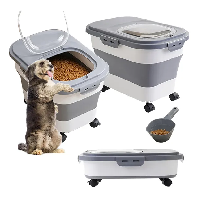 Contenedor Para Alimento De Mascotas Croquetas Con Rueda