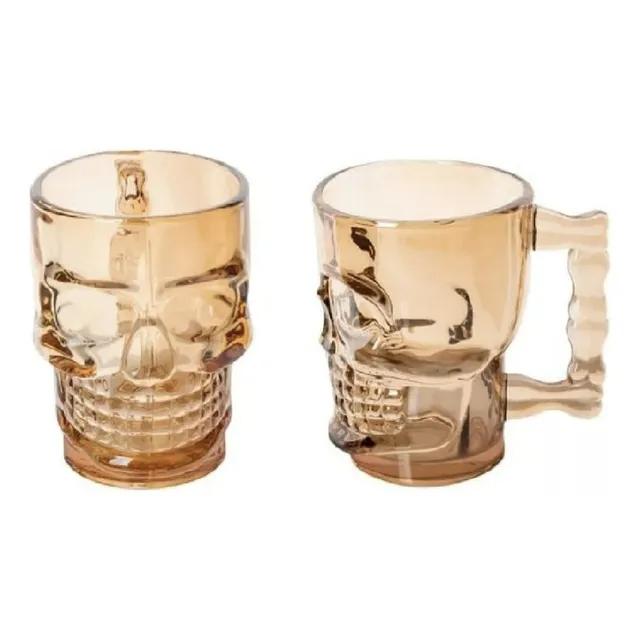 Vaso Cervecero Calavera Dorado 360 Ml X 2 Unidades