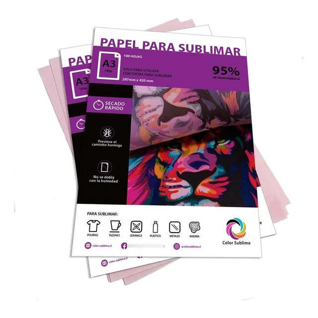 Papel Sublimacion A3 Premium Secado Rapido 100gr Para Epson