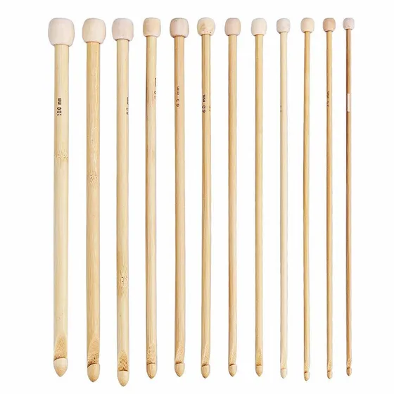 12 Gancho Ganchillo Mango Bambu 9.0 in Largo Para Tejer