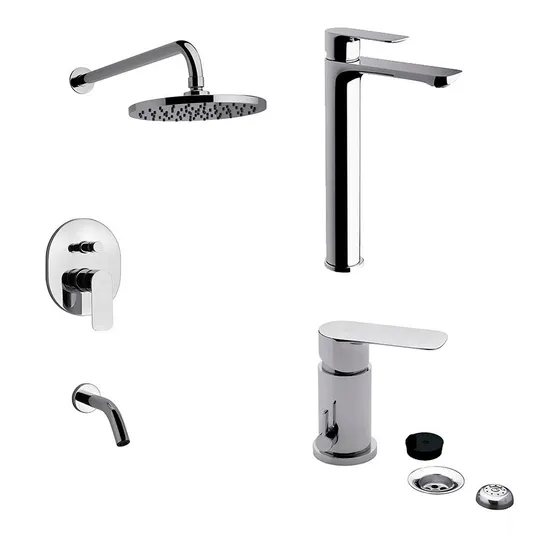 Griferia De Baño Fv Coty Lavatorio Alto  Bidet Y Ducha D9