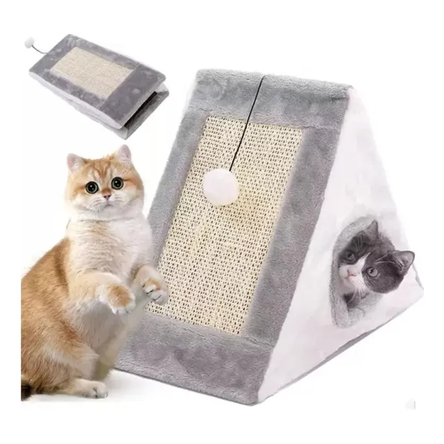 Cama Casa Iglu Rascador Para Gato Plegable Con Pelota