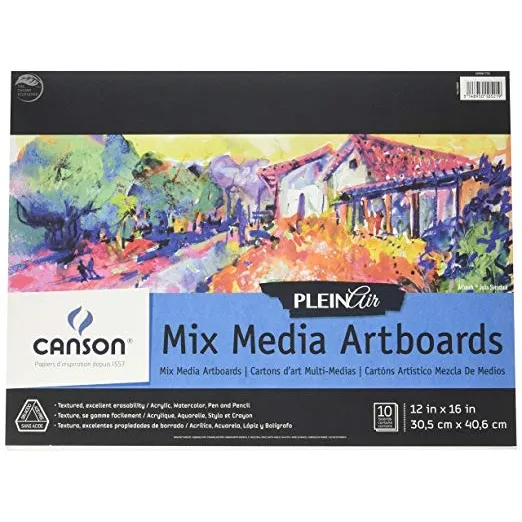 Canson Mix Plein Air Media Art Junta Pad Para Acuarela, Acrí