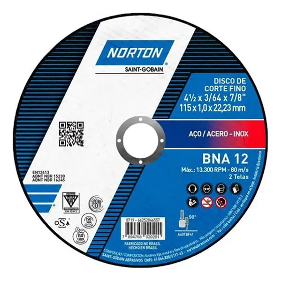 Disco Corte Metal Extra Fino 4-1/2 X3/64  Bna12  - Norton