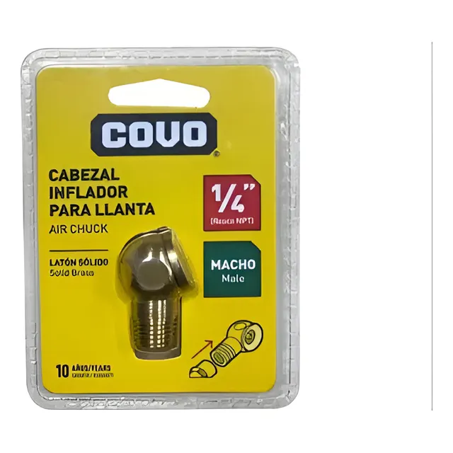 Cabezal Inflador De Caucho Llantas Macho 1/4 Npt Covo