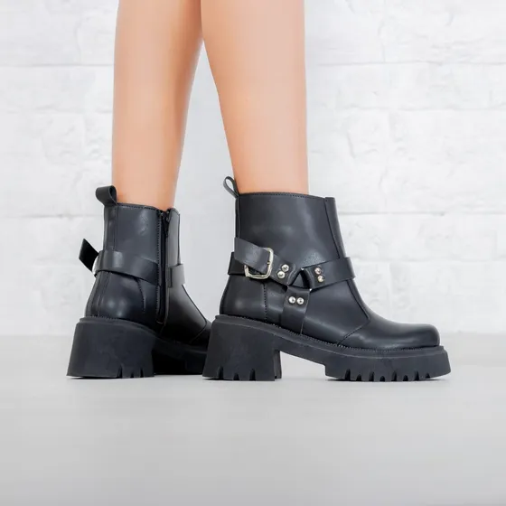 Zapatos Yesiimorena Borcegos Comodos Mujer Dama Ecocuero Negro 36