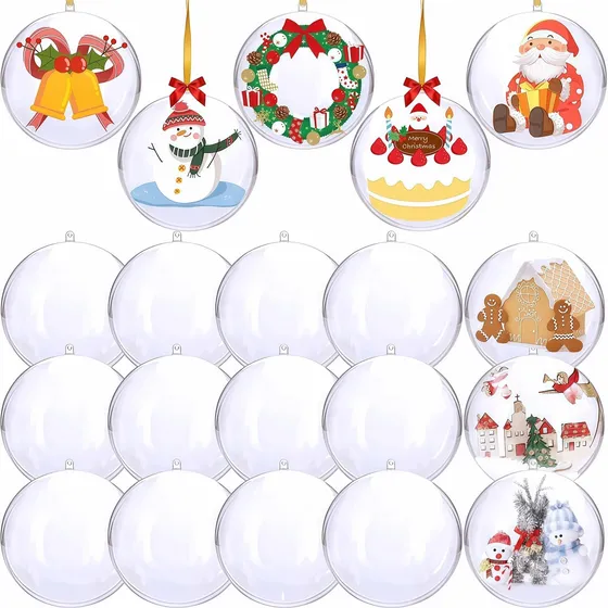 Bola De Navidad De Plástico Transparente, 8 Cm, 20 Unidades