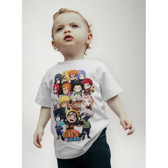 Camisa Infantil Camiseta Turma Naruto Kawaii Anime Geek