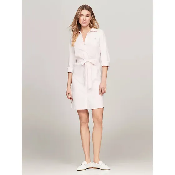 Vestido Original Tommy Hilfiger Camisero De Rayas Y Cinturón