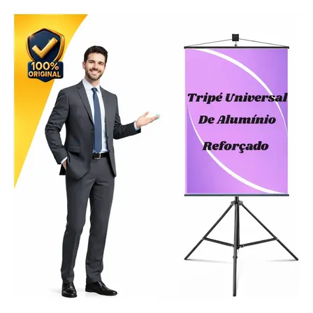 Tripé Banner 2,10m Porta Banner Pedestal Regulável Aluminio Gurumania® Preto