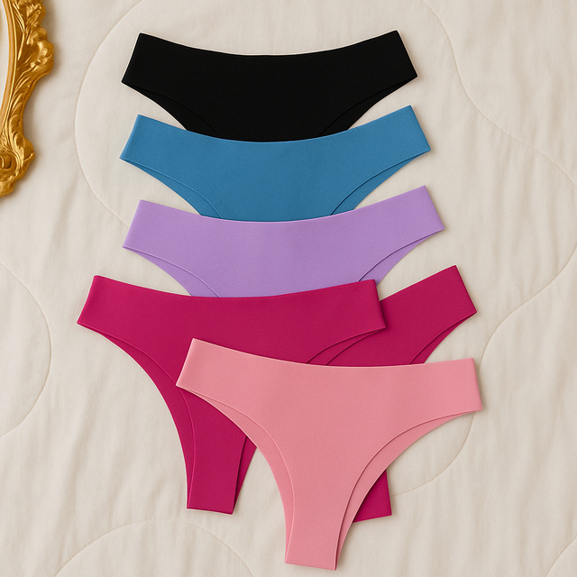 Kit 5 Calcinhas Sem Costura Tanga Corte Laser Não Marca Kit 5 Calcinhas Sem Costura Tanga Corte Laser Não Marca