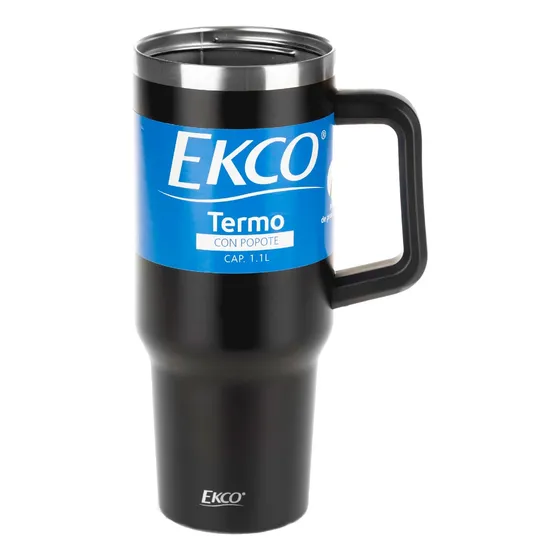 Termo De Acero Inoxidable Ekco 1 L Con Asa Y Popote