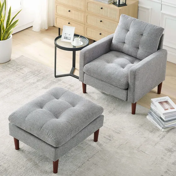 Tmosi Silla Decorativa Lino Otomana Sofa Individual Marco