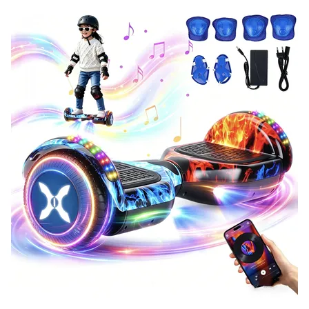 Hoverboard Elétrico Skate Kit Acessórios Com Bluetooth E Led Gelo E Fogo