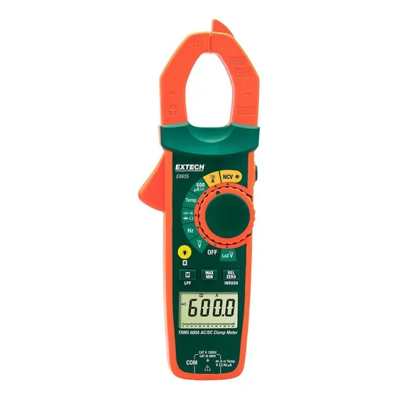 Multiamperimetro De Gancho 600a Ca/cd True Extech Ex655 Pinza amperimétrica de CA/CC con RMS verdadero de 600 A + NCV