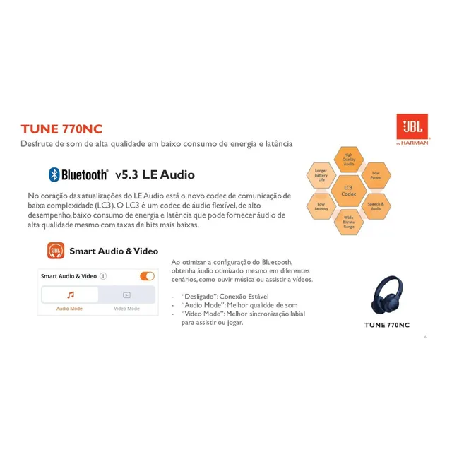 Auriculares Bluetooth Jbl Tune 770nc Color Jblt770nc, color negro