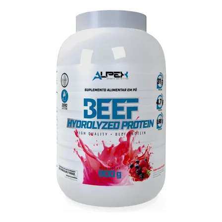 Proteína Hidrolisada 31g Beef Protein Pote 900g Alpex Frutas Vermelhas