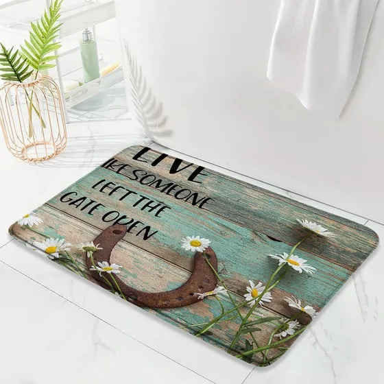 Alfombra Rustica Baño Margarita Granero Herradura Suave Para