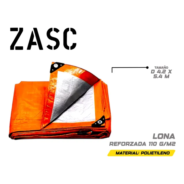 Lona Plástica Encerado Impermeable / ( 4x5.4 Mmt) Zasc Naran