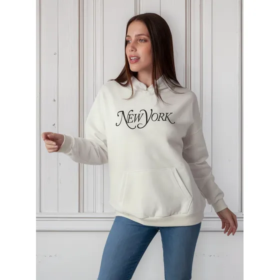 Buzo Canguro Onyx New York Algodón Frisa Mujer