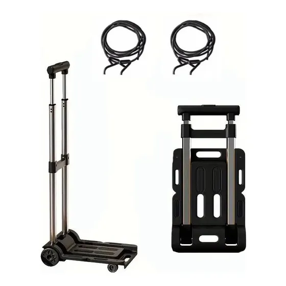 Carro Plegable, Carro De Equipaje Portátil Resistente- Negro
