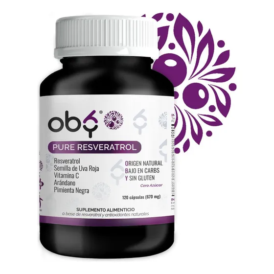 Resveratrol 100% Puro Y Vegano Alto Contenido Polifenoles Potenciado Pimienta Negra Uva Arandano | Vitaminas Mujer Y Hombre | Trans Resveratrol | Oby Antioxidante Suplemento Alimenticio 120 Capsulas