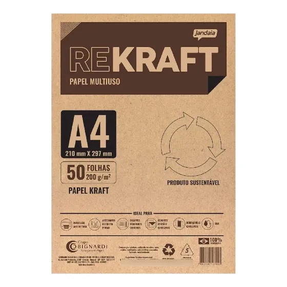Papel Kraft A4 200g Jandaia 50fls Jandaia