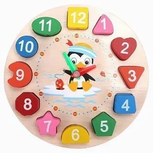 Juguete Didáctico Reloj Con Números De Madera