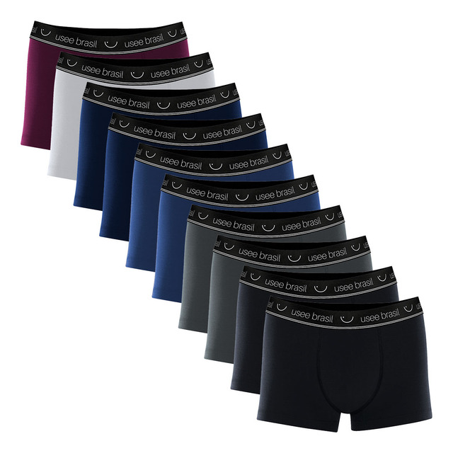 Kit 10 Cuecas Boxer Masculina Em Algodão Adulto Usee Kit 10 Cuecas Boxer Masculina Em Algodão Adulto Usee