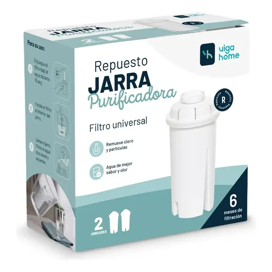 Repuesto Filtro Jarra - Agua Sin Cloro - Vigahome Color Blanco