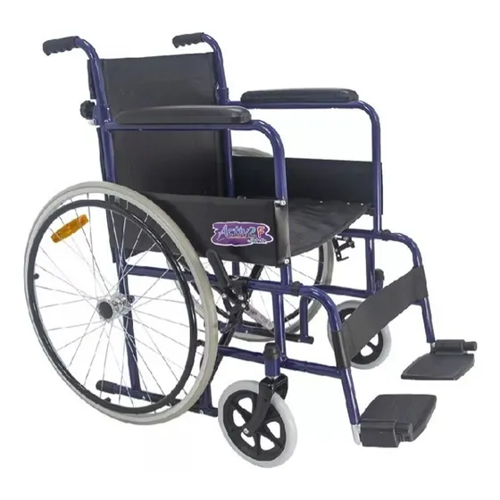 Silla De Ruedas Económica Compacta Vinyl Folding Reactiv Color Azul