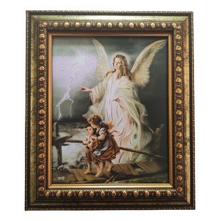 Ángel De La Guarda Op 1 En Marco Dorado Z 30 X 25 Cms Ángel De La Guarda Op 1 En Marco Dorado Z 30 X 25 Cms